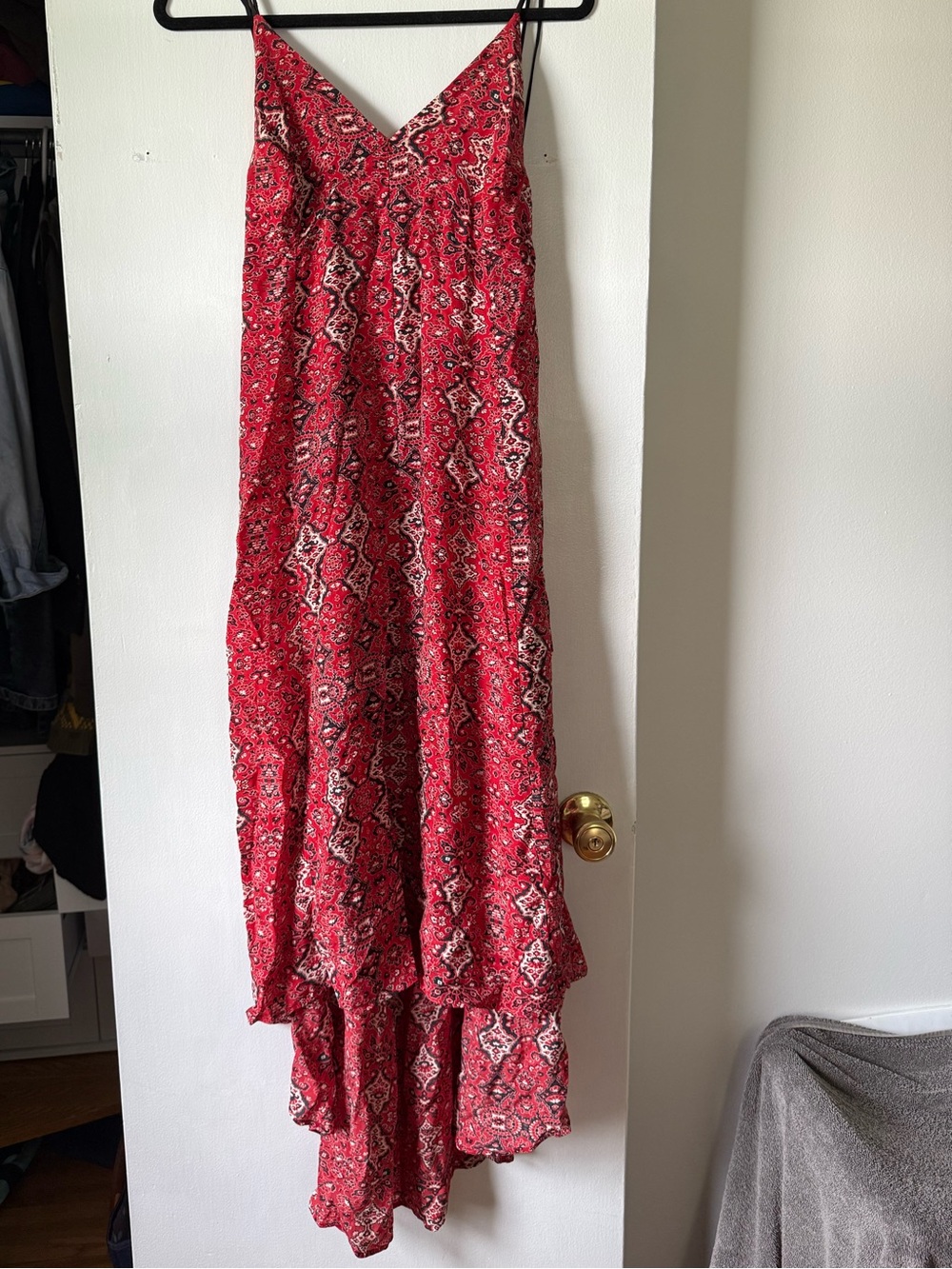 Greylin Red Printed High-Low Maxi Dress